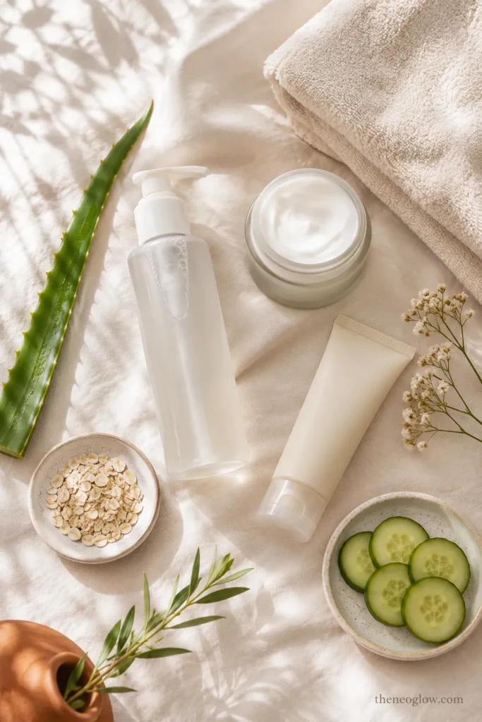 Gentle skincare products for skin barrier signs like dryness and sensitivity